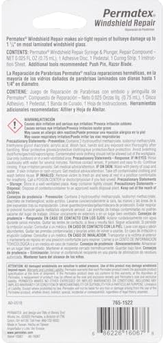 Permatex 16067 Bullseye Windshield Repair Kit, .025 oz. Syringe, .025 Ounce Syringe , White - Image 2