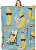 Banana Blanket Summer Fun Fruit Throw Blankets,Birthday Gifts for Kids Girls Women,Lightweight Soft Fleece,with Cool Sunglasses and Tropical Vibes,Sofa Couch Bed Room Modern Decor 60x80in by VODRM