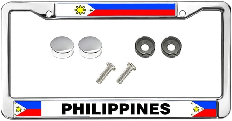 Philippine Flag Funny Metal License Plate Frame Gift Philippine Gift 2 Holes License Plate Frame Gifts Philippine Gift Car Accessories License Plate Frame Cute