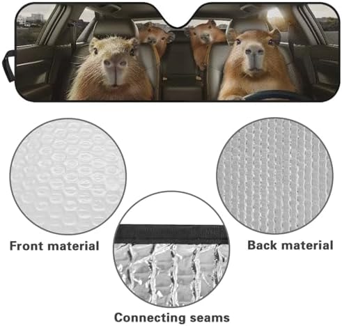 Renewold Funny Capybara Driving Car Windshield Sun Shade for Jeep Wrangler Foldable Block UV Sunlight Heat Sun Visor Interior Accessories Auto Sunshade for Jeep Gladiator JT Keep Vehicle Cool Shield