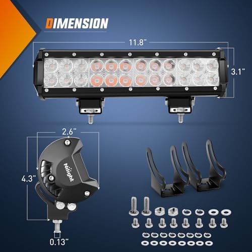 Nilight LED Light Bar 12 Inch 72W Spot Flood Combo Purple Beam