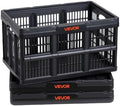 VEVOR Plastic Collapsible Storage Bins, 45L 3 Packs, Stackable Folding Storage Crates with Handles, Holds 33 lbs Per Bin, Foldable Heavy Duty Containers, Space-Saving Baskets, for Home Organizing by VEVOR