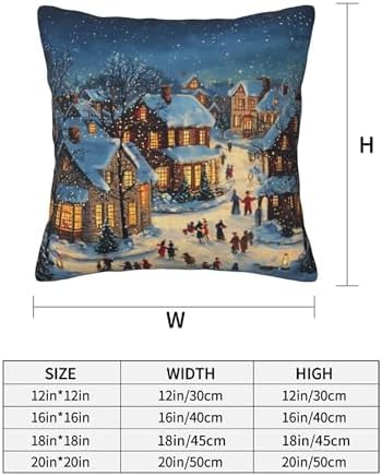 Blue Happy Winter Throw Pillow Covers 18x18 inch Set of 2 Christmas Pillow Case Cushion Cover for Home Sofa Couch Living Room Car Decor - Image 3