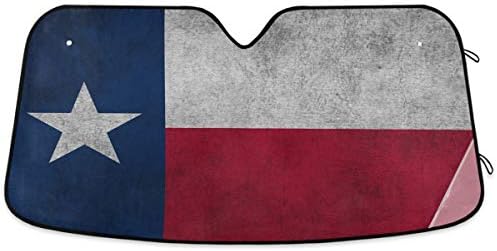Texas Flag Vintage American Car Windshield Sun Shade Foldable UV Ray Sun Visor Protector Sunshade to Keep Your Vehicle Cool (55" x 27.6")