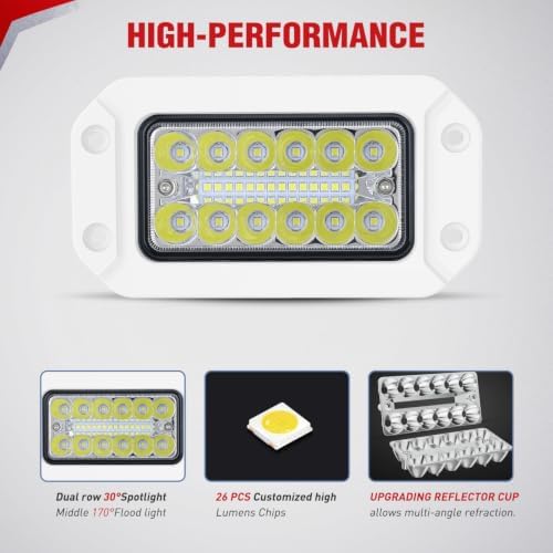 Nilight Flush Mount LED Light Pods 2PCS 6 Inch 39W Spot Flood Combo Beam