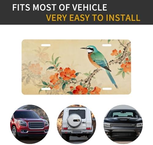 Colorful Hummingbird Flowers Front License Plate 6" * 12" for Women