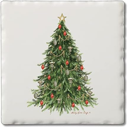 Thirstystone O' Christmas Tree 4 Pack Tumbled Tile Stone Coasters by CounterArt