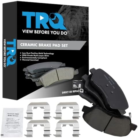 TRQ Front Brake Pads Ceramic Hardware Wear Sensor