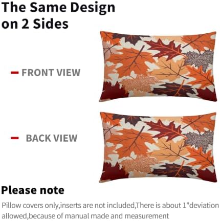Fall Leaves Pillow Covers 12x20 Set of 2, Maple Leaf Autumn Harvest Thanksgiving Decorative Lumbar Throw Pillow Cases Holiday Outdoor Seasonal Farmhouse Decor for Sofa Couch Bed - Image 4