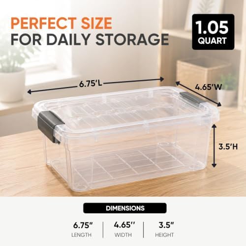 Superio 1.05 Quart Mini Clear Plastic Storage Container with Lid, Stackable Small Organizer Box for Crayons, Art Supplies, Beads, Sewing, Stationery & Food Storage, 24 Pack - Image 3