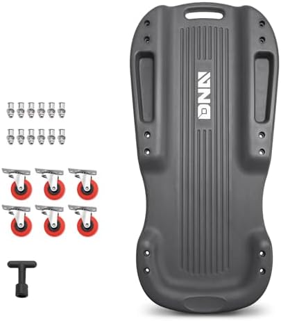 DNA Motoring 38 Inches Low Profile Plastic Rolling Garage Shop Floor Creeper with Side Pockets & 6pcs Casters, Black, TOOLS-00392 - Image 2