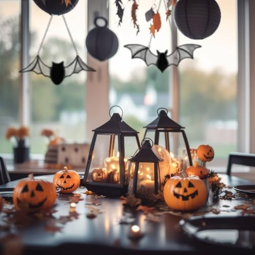 Yalikop 2 Pcs Halloween Bat Suncatcher Decoration Bat Stained Glass Hanging - Image 4