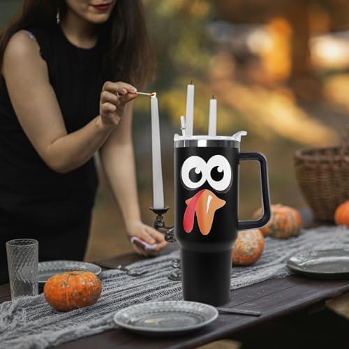 Thanksgiving Tumbler 40 oz Fall Cup Funny Turkey Coffee Travel Mug Stainless Steel Insulated Cups Fall Water Bottle Thanksgiving Decor Gifts for Women - Image 2