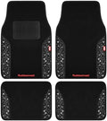 Rubbermaid Bling Car Mats, Carpeted Floor Car Mat with Faux Leather & Built-in Heel Pad, Two-Tone Car Rug Floor Mats, Stylish Carpeted Floor Mats for Cars, Trucks & SUVs Glitter Black Color