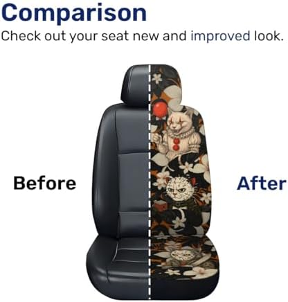 GENANY Horror Character Collage Car Seat Covers, 2-Piece Front Seat Set