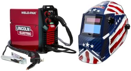 Lincoln Electric Weld-Pak 90i MIG MIG/Flux-Cored Wire Feeder Welder and Patriot Auto Darkening, Variable Shade Welding Helmet Combo Pack, K5387-10 by LincolnElectric
