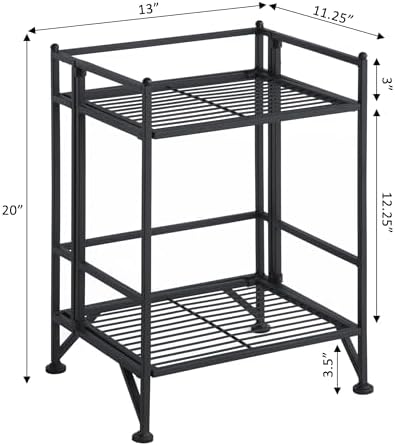 Convenience Concepts Xtra Storage Shelves - 2-Tier Folding Metal Storage Shelves, Closet Organizer for Office, Laundry Room, Bedroom, Garage, Kitchen, Bathroom, Black - Image 3