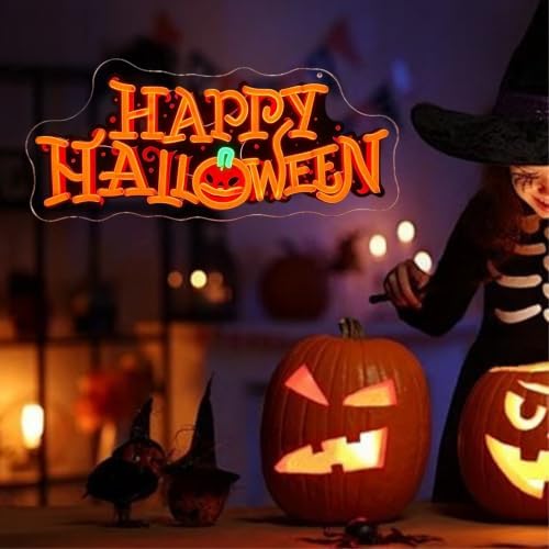 Happy Halloween Neon Sign UV Pumpkin Halloween LED Light, 16.9"x7.3 - Image 2