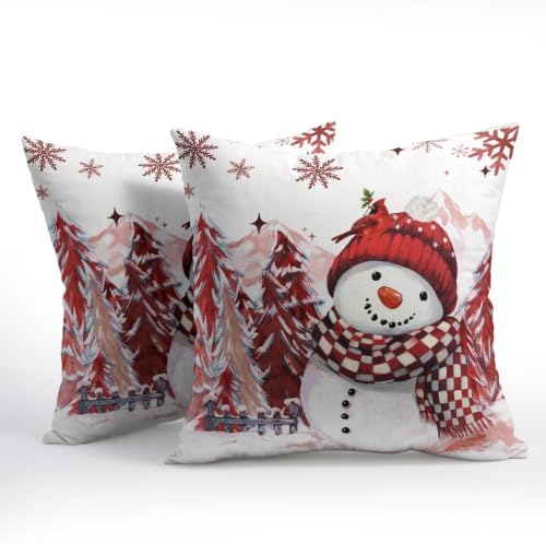 Merry Christmas Snowman Pillow Covers 24x24 Set of 2 Highly Absorbent - Image 2