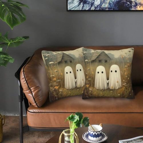 Funny Ghost Couple Throw Pillow Covers 18x18 inch Set of 2 Halloween Pillow Case Cushion Cover for Home Sofa Couch Living Room Car Decor - Image 6