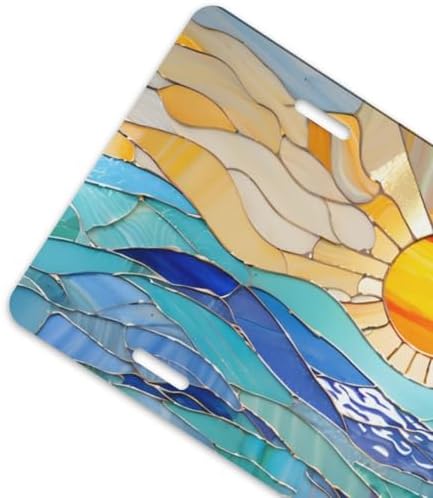 Stained Glass Ocean Beach Front License Plate 6" * 12" for Women