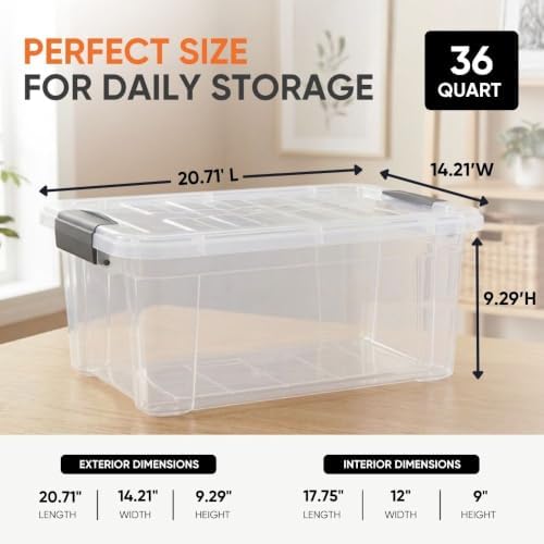 Superio Clear Storage Box with Lid, 36 Quart Plastic Container Bins for Organizing, Stackable Crates, BPA Free, Non Toxic, Odor Free, Organizers for Home, Office, School, and Dorm - Image 3