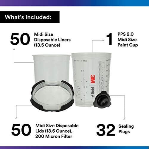 3M PPS 2.0 Spray Gun Cup Lids and Liners Kit, 26112, 13.5 oz, Midi - Image 2