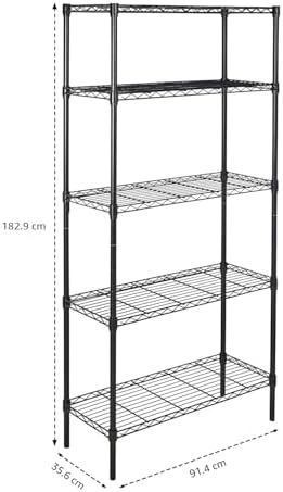 Amazon Basics 5-Shelf Adjustable Heavy Duty Steel Wire Storage Shelves for Garage, Kitchen, Easy Assembly, 36" x 14" x 72", Black - Image 5