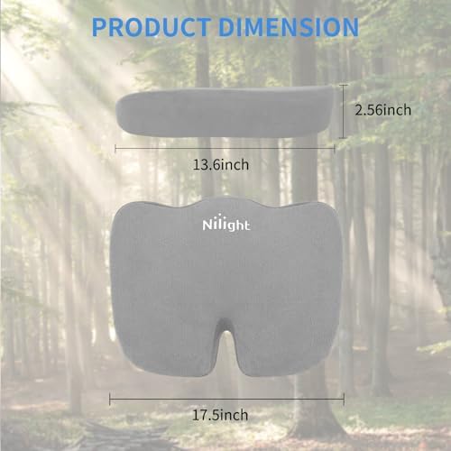 Nilight Car Seat Cushion 1PC Grey Universal Gel Memory Foam Seat Pad