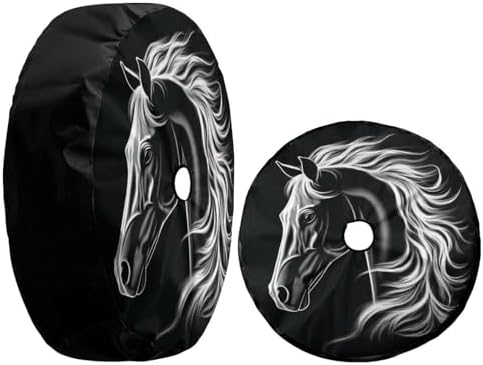 Delerain White Horse Black Spare Tire Cover with Backup Camera Hole Wheel Protectors Sun Protector Waterproof for Jeep Trailer RV SUV Truck and Many Vehicle(16 Inch for Diameter 29"-31") - Image 3