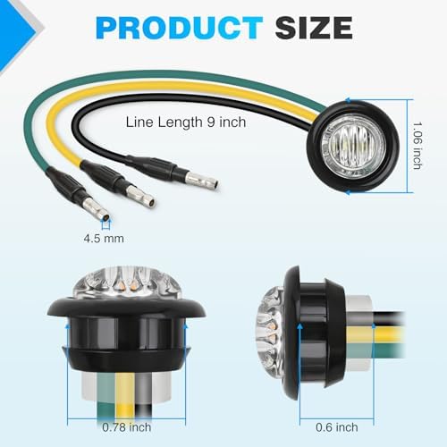 Nilight 3/4 Inch Dual Color Marker Light Amber Turn Green Clearance Lights