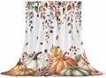 DecorLovee Vintage Fall Blanket 50"x60", Reversible Thanksgiving Throw Blanket for Couch/Bed, Orange Sage Green Pumpkins Lightweight Soft Throw Blankets for Women, Warm Fuzzy Blankets for Winter by DecorLovee