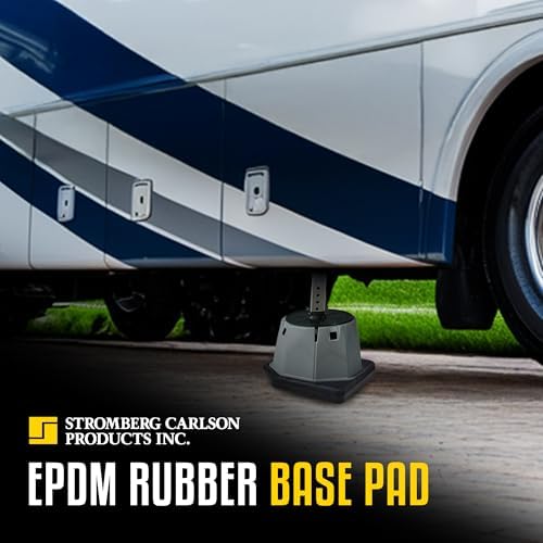 Stromberg Carlson RV Base Pads – JBP-1011.1 Heavy Duty Trailer Base, Leveling Stabilizer Pad for Campers, Landing Gear, EPDM Pads, RVs and Travel Trailers – 10" x 11" x 1", Pack of 2, Black - Image 6