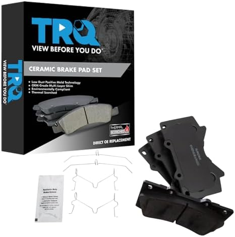 TRQ Front Brake Pads Ceramic Hardware Wear Sensor