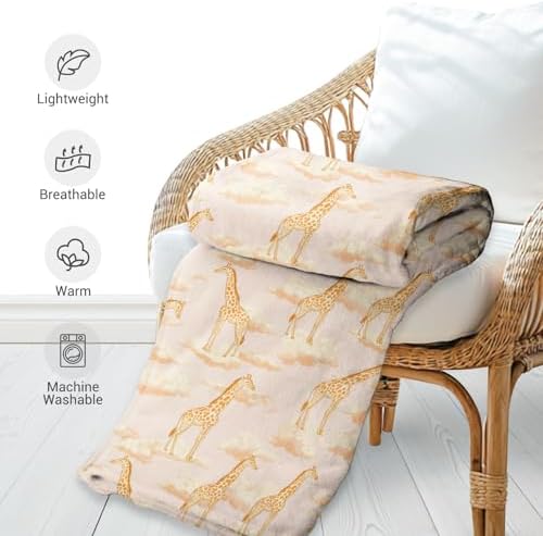 Jekeno Giraffe Throw Blanket Gifts for Giraffes Lovers Kids 50"x60" - Image 5