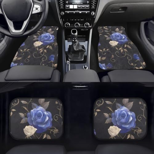 Blue Rose Car Floor Mats for Car All Weather Non Slip Car 1st 2nd Row Floor Mats Black Gothic Pterodactyl Auto Interior Carpet Sedan Trucks