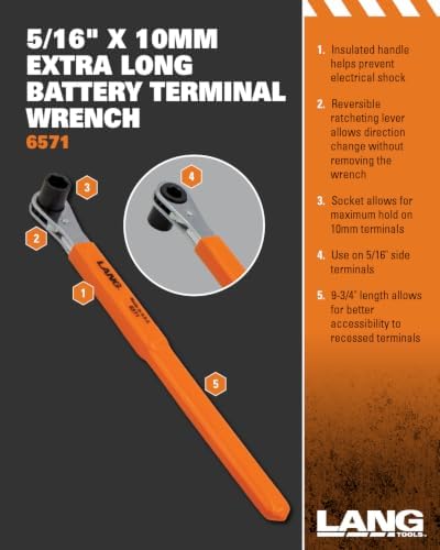 Lang Tools 6571 5/16" x 10mm Extra Long Battery Terminal Wrench - Image 4