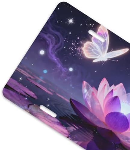 Purple Lotus Butterfly Galaxy Cool Front License Plate 6x12 Inch