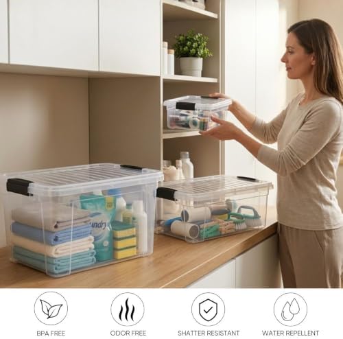 Superio 6.6 Quart Clear Plastic Storage Boxes with Lids, Stackable Organizer Containers, BPA-Free Storage Bins for Home, Office, School & Dorm, 8 Pack - Image 4