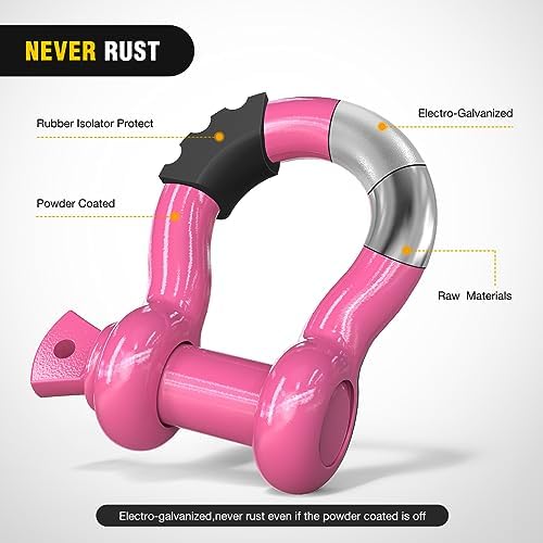Nilight 2 PCS 3/4" D-Ring Shackle with 7/8" Screw Pin | 41,887lbs Break Strength Heavy Duty Off Road Recovery Shackle with Isolators Washers for Tow Strap,Winch,Off-Road Truck
