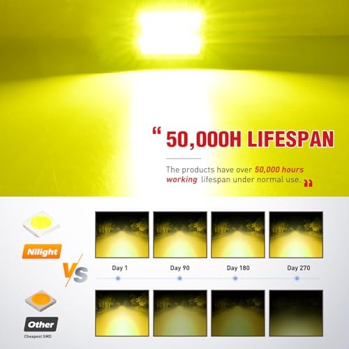 Nilight 2 PCS 4 Inch 60 W LED Light Pods Yellow Spot Flood Combo Beam