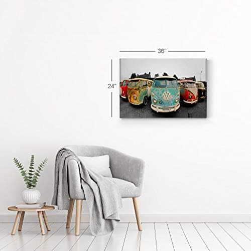 Smile Art Design Decorative Canvas Print Vintage Van Bus Art Modern Wall Decor Artwork Wrapped Wood Stretcher Bars -%100 Handmade in the USA - Ready to Hang 15x22 - Image 6