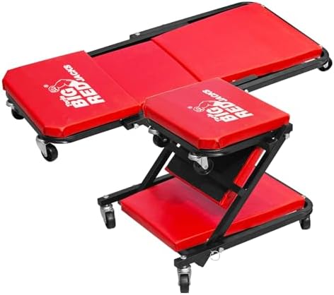 Big RED ATR6036ZER 36" Foldable Z-Creeper Seat: 2-in-1 Garage Shop Creeper for Auto Repair with 6 Wheels, 300 Lbs. Capacity - Red by BIGRED