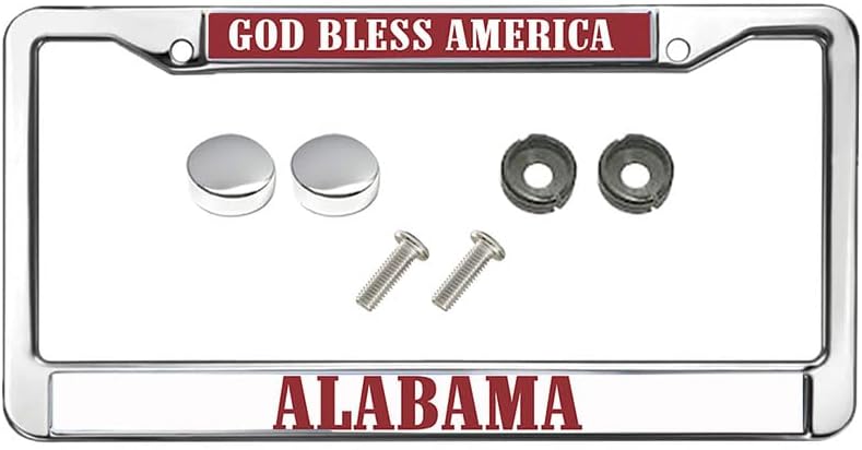 God Bless America Alabama Chrome Auto License Plate Frame Cover Alabama Jesus Quotes Chrome License Plate Frame Alabama Christ Quotes License Plate Frame for Women Men