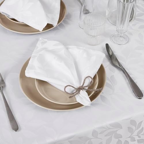Warm Home Designs 90 Inch Jacquard Round Leaf Tablecloth CA White 90 Round by WarmHomeDesigns
