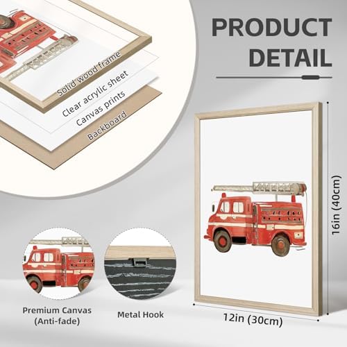 Car Wall Art Boys Room Canvas Wall Decor Nursery Prints Transportation Vehicle Wall Art Kids Toddler Posters Construction Truck Pictures Boy Nursery Artwork for Bedroom Playroom 12x16x6 Inch Unframed - Image 2