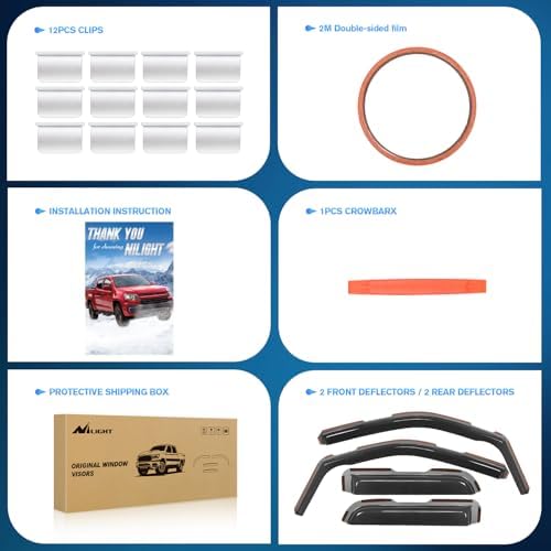 Nilight in-Channel Rain Guards for Ford F150 2004-2014 Super Cab