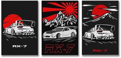 RIUFIN 3pcs JDM Sport Car Posters Rx7 Car Wall Decor Art-Modern Car Wall Art Prints Cool Posters for Boys Room-Bathroom Bedroom Office Canvas Wall Art Ready to Hang 24x36inch(60x90cm) by RIUFIN