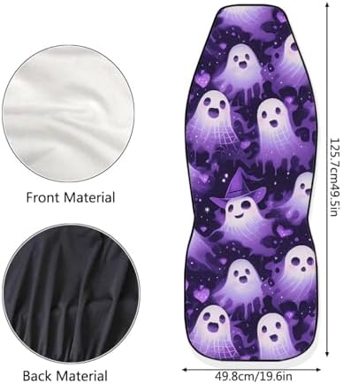 Ghost 2 Pcs Car Seat Covers Full Set, Halloween Cute Gothic Ghost Front Split Bench Seat Covers for Cars, Purple Fluid Painting Universal Seat Cover for Sedan,SUV,Truck