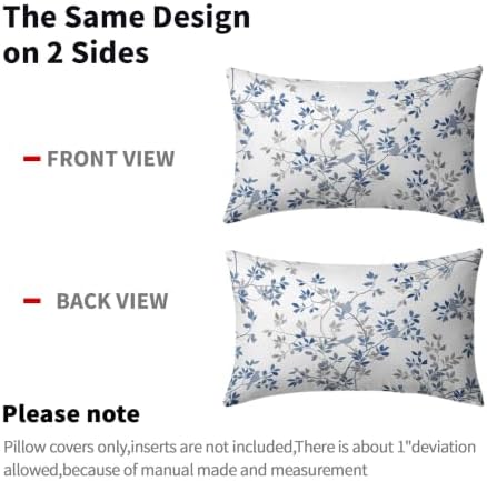 Sweetshow Bird and Leaf Pillow Covers Set of 2 Cotton 20x12 Inches - Image 5